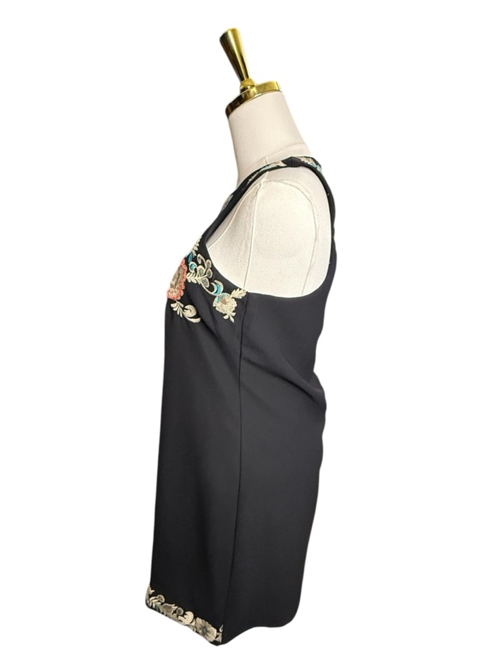 Blush Noir Black Embroidered Sleeveless Mini Dress with Floral Bead Accents Sz S - Picture 3 of 9